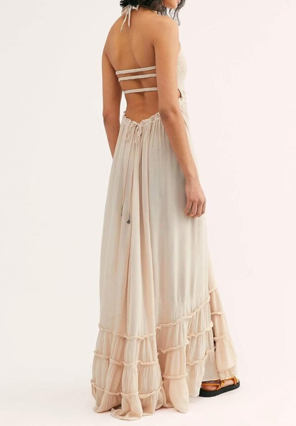 R.Vivimos Womens Summer Boho Sexy Backless Long Dresses