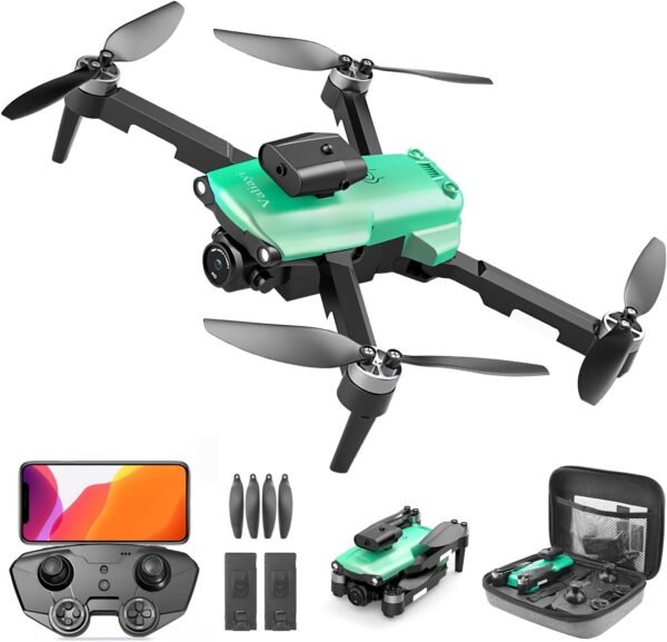 Drone with Camera 1080P for Adults,Mini Drone with Brushless Motor,2 Batteries,One Key Take Off/Land,360 Flips, Waypoint Fly, Altitude Hold,Foldable Drone for Beginners
