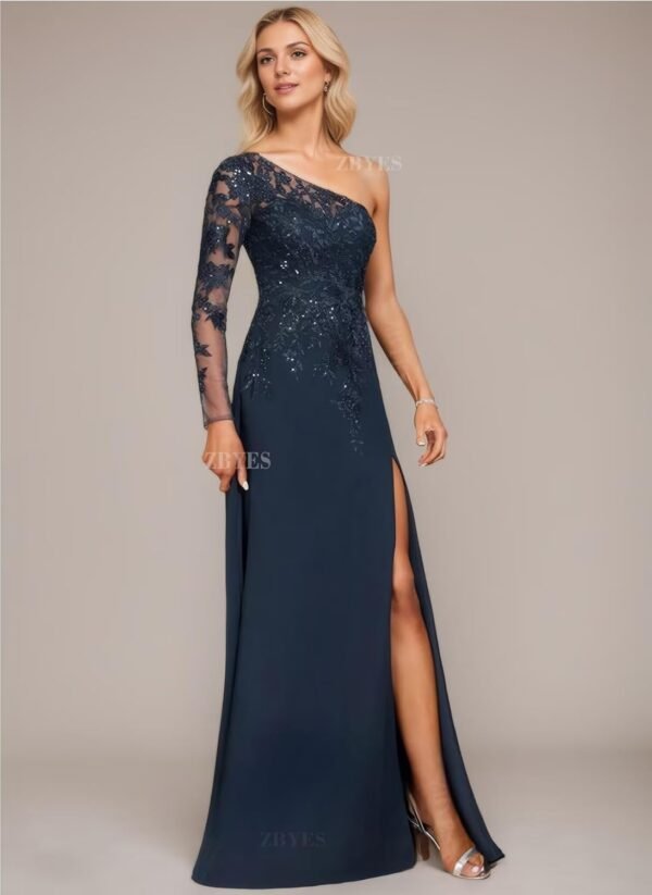 One Shoulder Mother of The Bride Dresses for Wedding Chiffon...