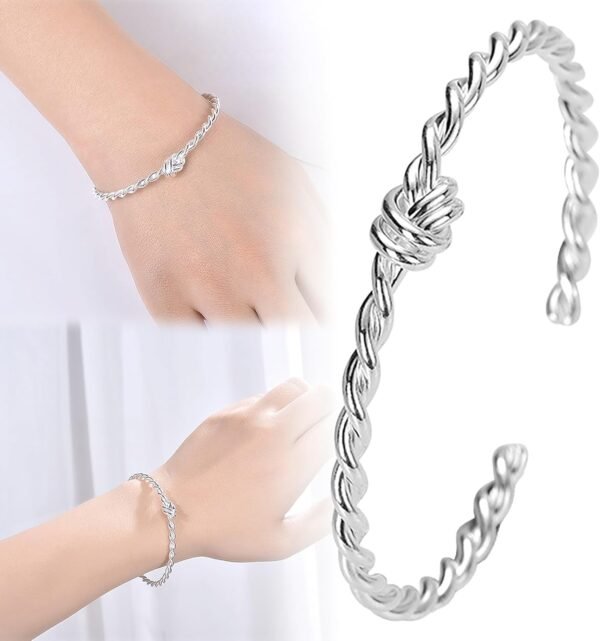 Sterling Silver Bracelet for Women Simple Open Bracelets Jew...
