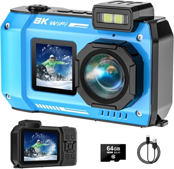 UHD 8K Underwater Camera, 70MP 33FT WiFi Waterproof Digital ...