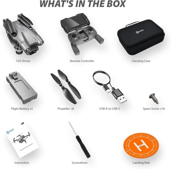 Contixo F25 GPS Drone with 4.3" HD Screen Remote, 1080p Camera, Follow Me, Waypoint, Orbit Mode, Brushless Motors, Up to 16 Min Flight Time, 600 Ft Range, GPS + Glonass Positioning