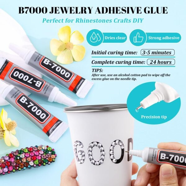 6100Pcs Resin Rhinestones for Crafting with 2Pcs 10ml B7000 ...