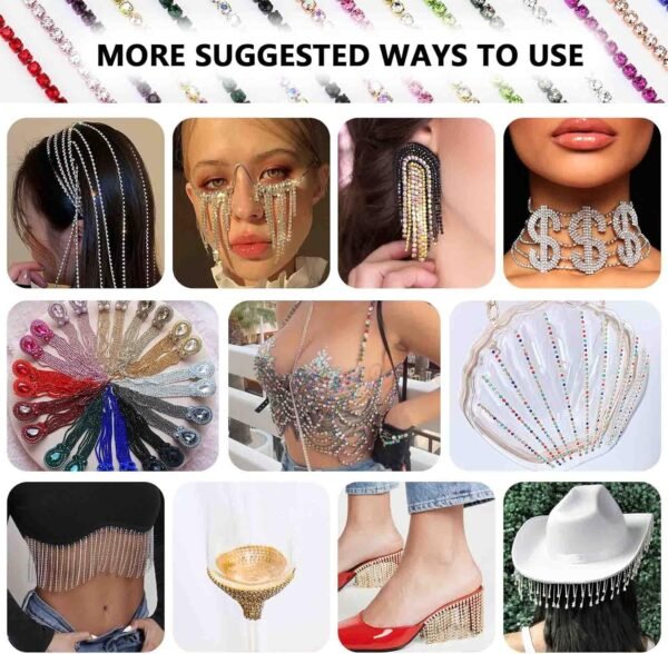 Dowarm 10 Yards 2MM Crystal Rhinestone Close Chain Trim for ...