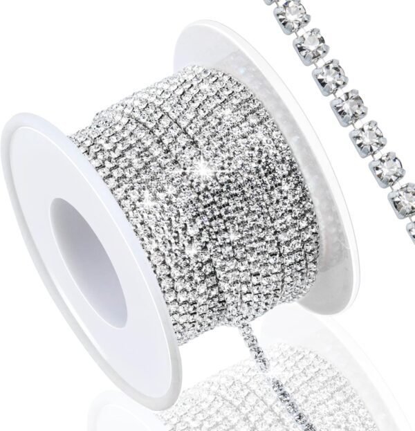 Dowarm 10 Yards 2MM Crystal Rhinestone Close Chain Trim for ...