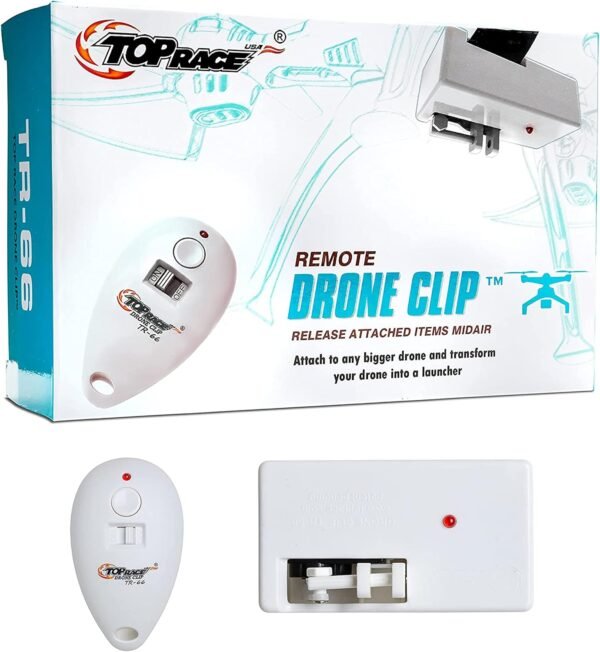 Top Race Drone Clip Remote Control Object Launcher - Release and Drop Drones Delivery (180 Feet) - Drone Drop Release