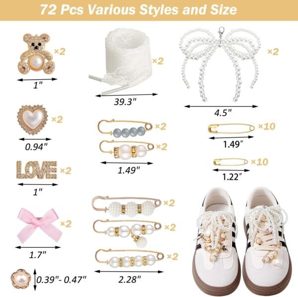 72 Pcs Sneaker Charms, Shoelace Charms For Sneakers, Pearl R...