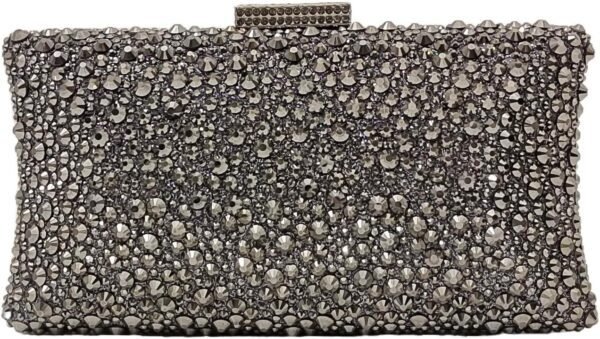 HUANG ZHUANG Sparkly Elegant Crystal Clutch Solid Rhinestone...