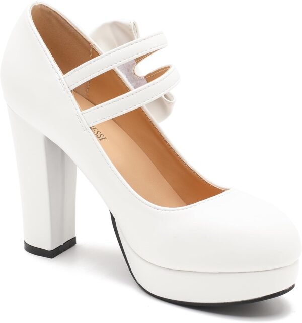 MAIERNISI JESSI Women's Bow Heel Pumps Platform High Heeled ...
