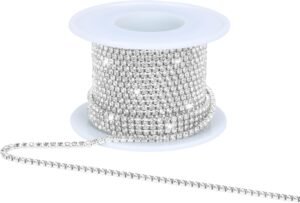 Crystal Rhinestone Close Chain Trim,10 Yards/Roll of 2mm Rhi... Crystal Rhinestone Close Chain Trim,10 Yards/Roll of 2mm Rhi...
