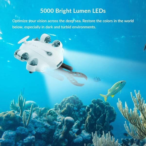 FIFISH V-EVO 4K60FPS Underwater Drone with Robotic Arm, with Removable SD Card, QYSEA AI Vision Lock 360° Omnidirectional Movement Underwater ROV with Depth Hold, Portable Robot with VR Control