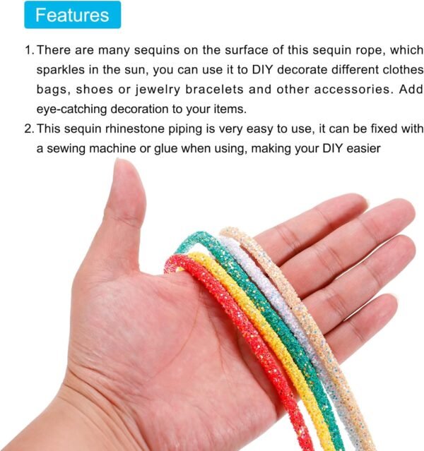 MECCANIXITY 5 Yard 6mm 0.24 inch Glitter Sequins Rope Sequin...