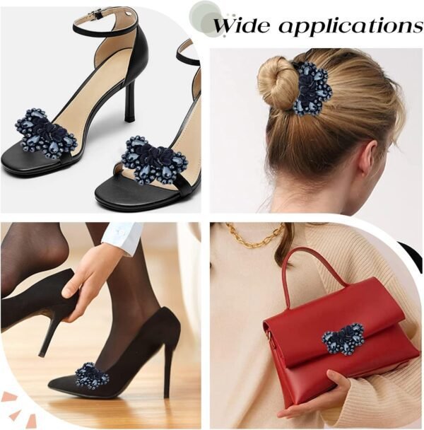 CRASPIRE 4PCS Crystal Shoe Charms Glude on Black Rhinestone ...