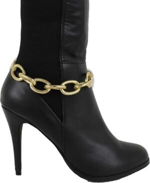 TrendyFashionJewelry Women Boot Bracelet Gold Metal Thick Ch... TrendyFashionJewelry Women Boot Bracelet Gold Metal Thick Ch...