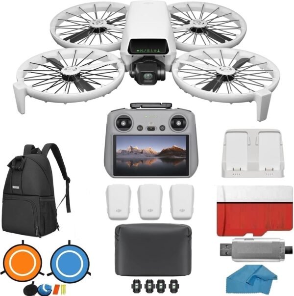 DJI Flip Fly More Combo With RC 2 Screen Remote Controller, Drone With 4K UHD Camera for Adults, 3 Batteries Bundle with 128 gb SD Card Strobe Lights and More