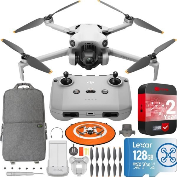 DJI Mini 4 Pro Folding Drone with RC-N2 Remote (No Screen) 4K HDR Video Camera for Adults, Under 249g, 34 Mins Flight Time, Omnidirectional Vision Sensing Bundle with Deco Gear Accessories