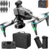 V196 GPS Drone with 1080P HD Camera, Two-batteries, Brushless Motor, Altitude Hold, One Key Take Off/Landing, with Black Outdoor Carrying Case.