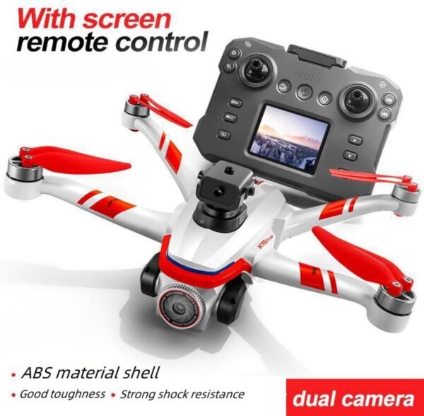 71LMsDUV7CL._AC_SL1500_.jpg RC Drone With Screen On Controller, 1080P Dual Camera, Optical Flow Hover, LED Lights, Speed Adjustment, Gravity Sensor, Brushless Motor, Trajectory Flight, 360 Degree Flip, APP Control, Headless Mode, One-Key Takeoff/Landing, Obstacle Avoidance, Impact-Resistant ABS Shell, 2 Batteries, Memory Card, Card Reader, Handbag , Beginner-Friendly FPV Remote Control Quadcopter (White Red)