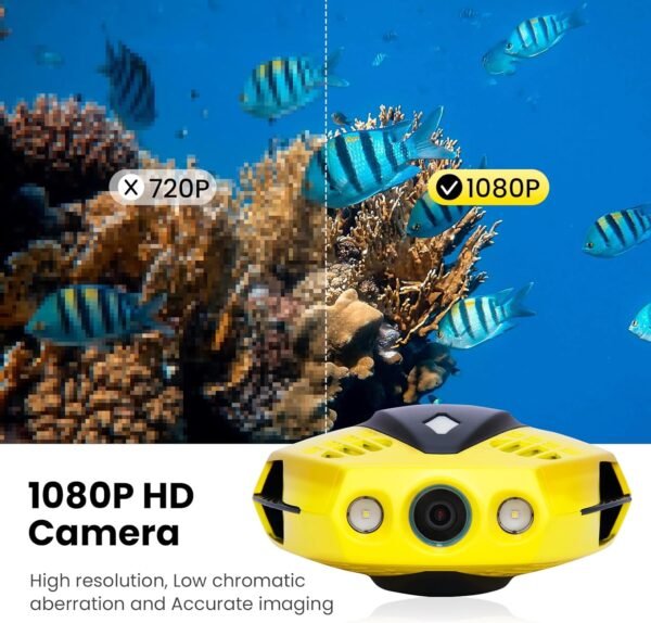 71MQpva3SfL._AC_SL1500_.jpg CHASING Dory Underwater Drone - Palm-Sized 1080p Full HD Underwater Drone with Camera for Real Time Viewing, APP Remote Control and Portable with Carrying Case, WiFi Buoy and 49 ft Tether