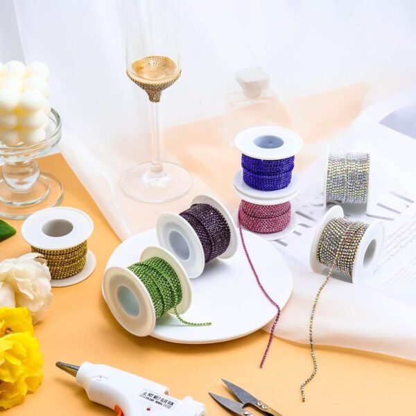 Dowarm 10 Yards 2MM Crystal Rhinestone Close Chain Trim for ...