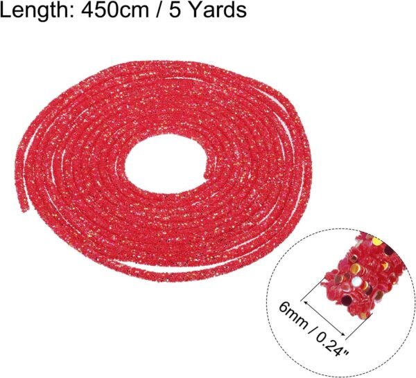 MECCANIXITY 5 Yard 6mm 0.24 inch Glitter Sequins Rope Sequin...