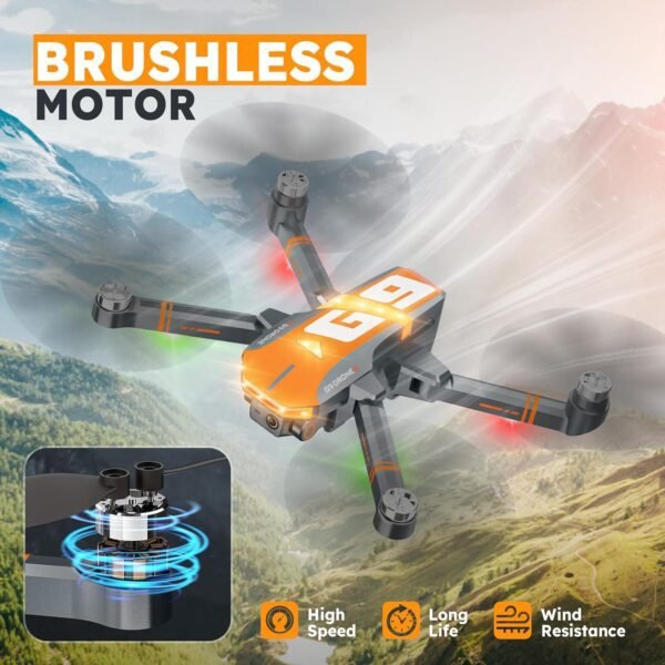 71Q2SaHysHL._AC_SL1500_.jpg GPS Drones with 4K Camera for Adults with Brushless Motor and Follow Me Mode,Long Flight Time and Distance,5G FPV Transmission and Auto Return,G9 Foldable RC Quadcopter for Beginner and Kids,Under249g (Dark gray)