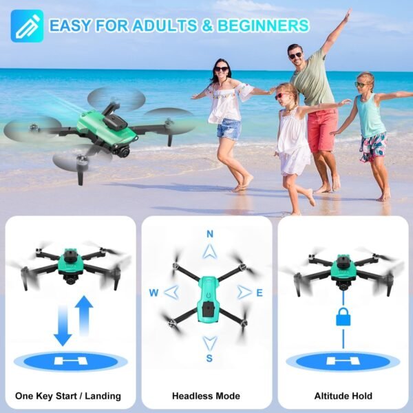 Drone with Camera 1080P for Adults,Mini Drone with Brushless Motor,2 Batteries,One Key Take Off/Land,360 Flips, Waypoint Fly, Altitude Hold,Foldable Drone for Beginners
