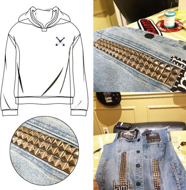 TUZAZO 500 Pieces 10 mm Square Pyramid Studs for Clothing Ba...