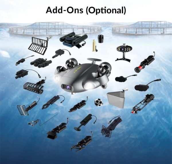 QYSEA FIFISH V6 Expert M200A Underwater Drone with Robotic Arm, AI Vision Lock Portable ROV with Q-Interface, Underwater Robot with Industrial Case, 6 Hours Working Time, 4K Camera, 660ft Dive