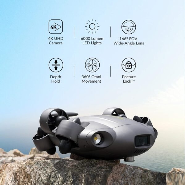 QYSEA FIFISH V6 Expert M200A Underwater Drone with Robotic Arm, AI Vision Lock Portable ROV with Q-Interface, Underwater Robot with Industrial Case, 6 Hours Working Time, 4K Camera, 660ft Dive