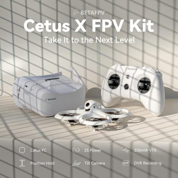 BETAFPV Cetus X FPV Kit Cetus Frsky D8 FC Version, with LiteRadio 3 Transmitter, VR03 Goggles with DVR Recording Function, BT2.0 450mAh 1S Battery, 2S Power RTF Kit for FPV Beginners Indoor Outdoor