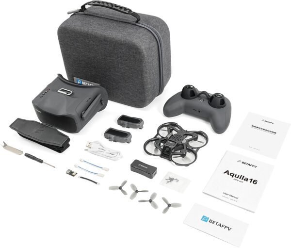 BETAFPV Aquila16 FPV Kit with LiteRadio 2 SE Transmitter for Simulator, VR03 Goggles with DVR Recording Function, 3 Flight Modes, Supported 1S RTF Kit for FPV Beginner to Fly Indoor & Outdoor ELRS V3