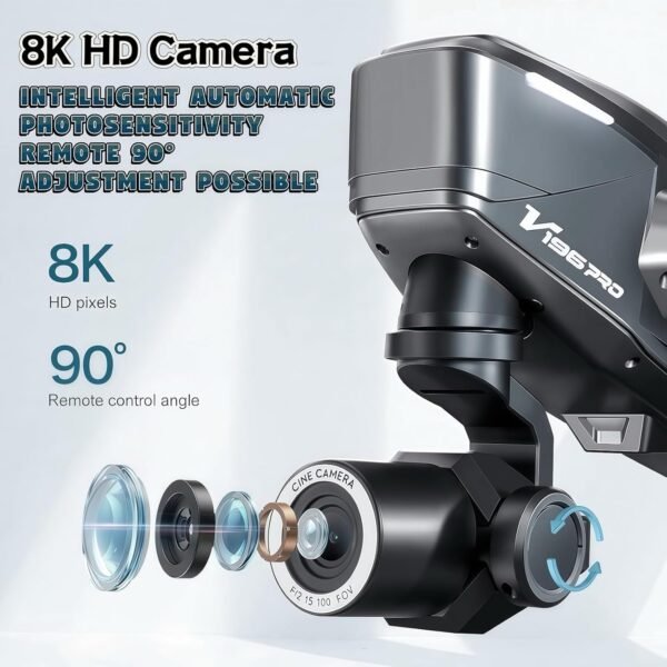 V196 GPS Drone with 1080P HD Camera, Two-batteries, Brushless Motor, Altitude Hold, One Key Take Off/Landing, with Black Outdoor Carrying Case.