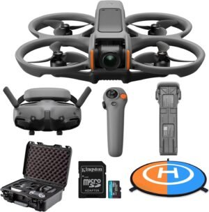 DJI Avata 2 Fly More Combo (Single Battery) with Avata 2 Custom Molded Hard Case, Double-Sided Drone Landing Pad with Carrying Case, and 128GB MicroSD Card Bundle (4 Items)