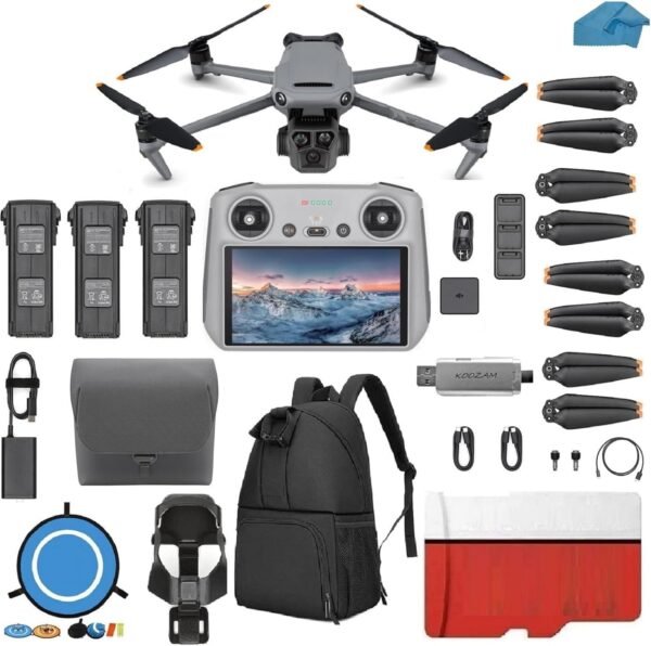 DJI Mavic 3 Pro with Fly More Combo DJI RC, Flagship Triple-Camera Drone with 4/3 CMOS Hasselblad Camera, with 3 Batteries, Charging Hub, 128 GB Micro SD Card Landing Pad, Waterproof Backpack and More
