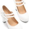 MAIERNISI JESSI Women's Bow Heel Pumps Platform High Heeled ...