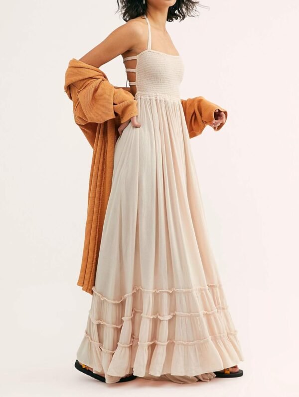 R.Vivimos Womens Summer Boho Sexy Backless Long Dresses