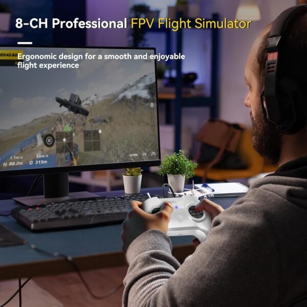 71bueHEX0IL._SL1500_.jpg FPV Flight Simulator Controller for DJI Virtual Flight, 8-Channel Realistic Drone Training Controller for VelociDrone, Liftoff, DRL, and More, Plug-and-Play for Mobile Phone & PC Gift for Kids & New Pilots