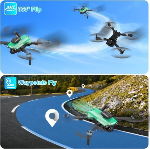 Drone with Camera 1080P for Adults,Mini Drone with Brushless Motor,2 Batteries,One Key Take Off/Land,360 Flips, Waypoint Fly, Altitude Hold,Foldable Drone for Beginners