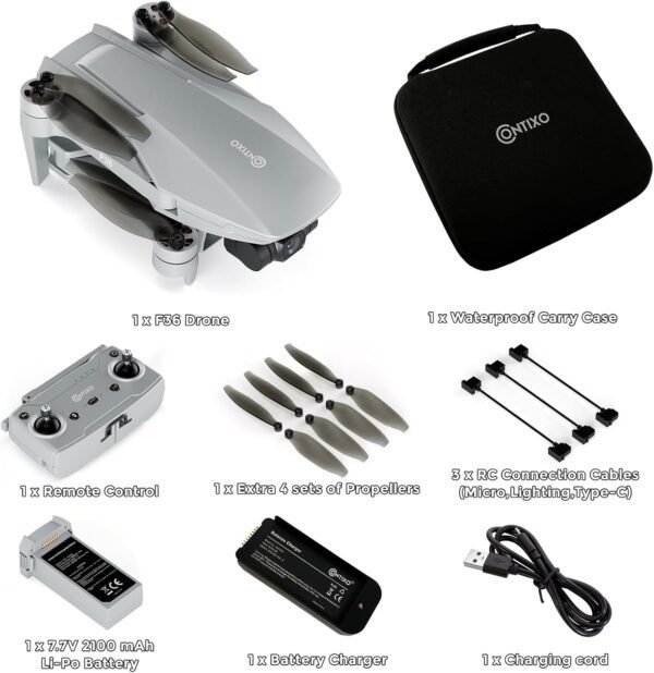 71eK77BBH1L._AC_SL1500_.jpg Contixo F36 GPS Drone with 4K Camera – 3-Axis Gimbal Stabilizer, 2 Miles Long Range, 25 Min Flight, WiFi FPV, Optical Flow, Brushless Motors, Follow Me, One Key Return, No FAA Registration Needed