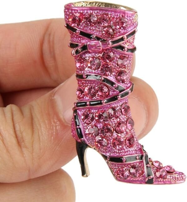 EVER FAITH Lady High-Heel Brooch Pink Austrian Crystal Shoe ...