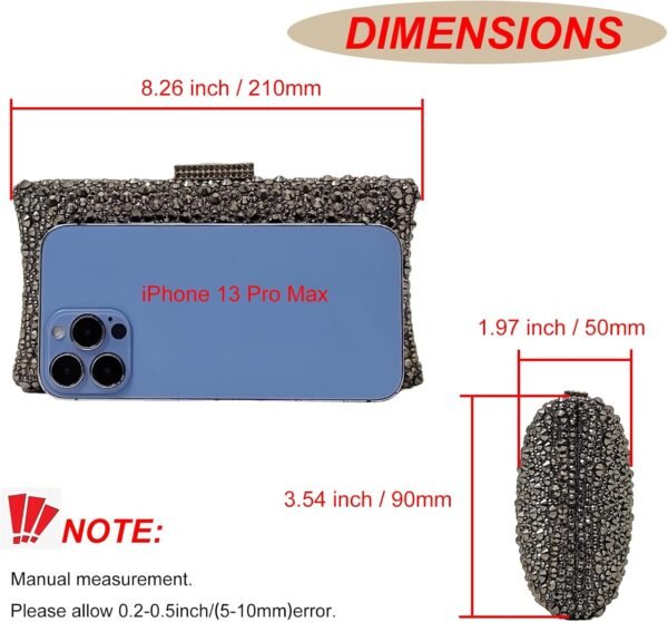 HUANG ZHUANG Sparkly Elegant Crystal Clutch Solid Rhinestone...