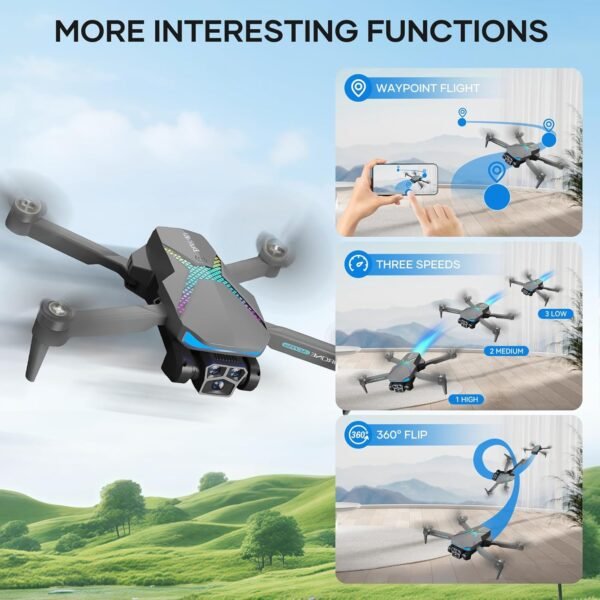 Drone with Camera for Adults, 1080P FPV Drones for kids and Beginners with Brushless Motors, Upgrade Altitude Hold, 90° Adjustable Lens, Gestures Selfie, 60 Mins Fly Time