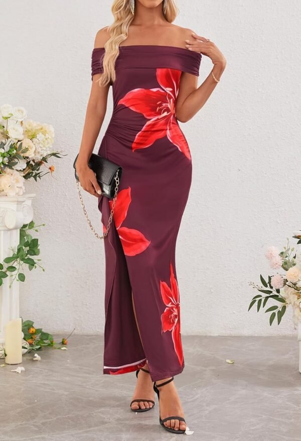 MEROKEETY Women's Floral Off Shoulder Maxi Dresses 2025 Sexy...