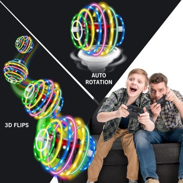 Mini Drones for Kids Beginners & Adults, RC Drone & Aurora Ball 2 in 1 Toy with One Key Take Off-Landing, 360° Spinning, Aurora Ball Mode, 2 Batteries, Quadcopter Fly Toy for Boy Girl Gifts