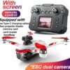 71mfr2avXTL._AC_SL1500_.jpg RC Drone With Screen On Controller, 1080P Dual Camera, Optical Flow Hover, LED Lights, Speed Adjustment, Gravity Sensor, Brushless Motor, Trajectory Flight, 360 Degree Flip, APP Control, Headless Mode, One-Key Takeoff/Landing, Obstacle Avoidance, Impact-Resistant ABS Shell, 2 Batteries, Memory Card, Card Reader, Handbag , Beginner-Friendly FPV Remote Control Quadcopter (White Red)