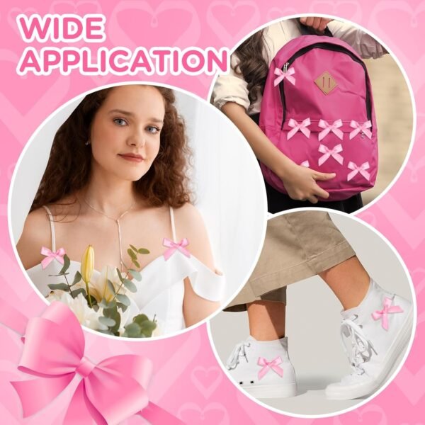 30PCS Pink Ribbon Bow Charms for Junk Socks,1.37 Inch Mini S...