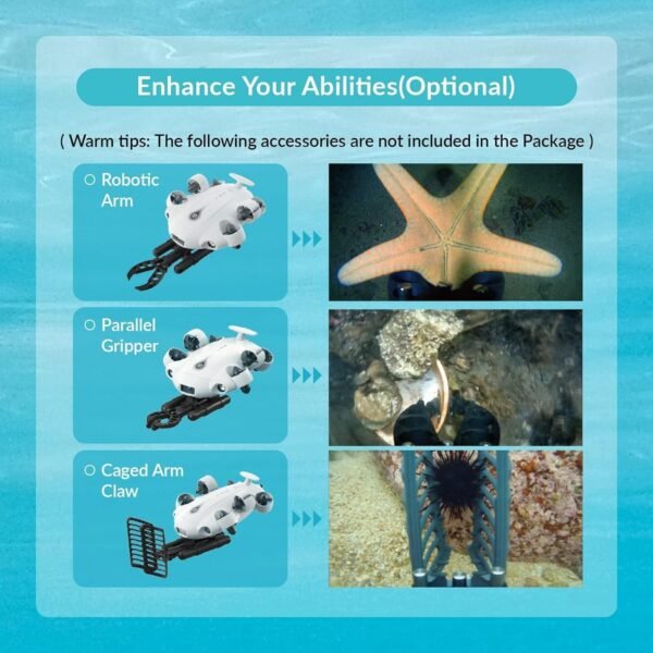 FIFISH V-EVO 4K60FPS Underwater Drone with Robotic Arm, with Removable SD Card, QYSEA AI Vision Lock 360° Omnidirectional Movement Underwater ROV with Depth Hold, Portable Robot with VR Control