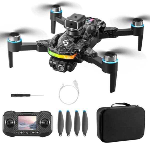 Remote with Screen Drone with Camera for Adult,1080P RC Drone with Flashing Lights,Smart Obstacle Avoidance FPV for Beginners with 8G Flashdrive and Card Reader