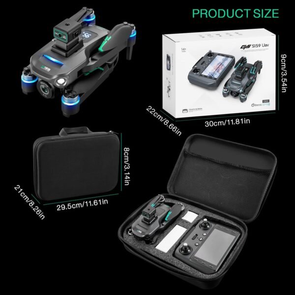 GPS Drone with 5.9 Inch Screen Controller, Landing Pad, 4k Dual Camera,Auto Return,Obstacle Avoidance, Optical Flow Mode,5G Drone,2 Battery 40 Mins Flight, Drones for Beginner (Black)